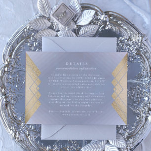 RSVP Cartão de Cinza Geométrico Dourado Gatsby