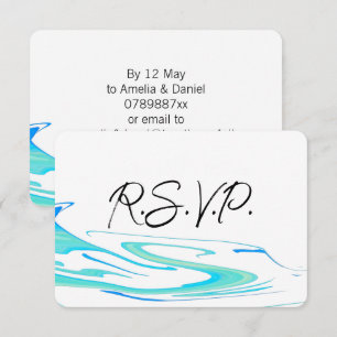 RSVP Cartão de Confirmação de Casamento Moderno Onda Tu