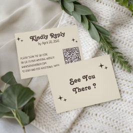 RSVP Cartão de Confirmação de Casamento QR Code Minimal