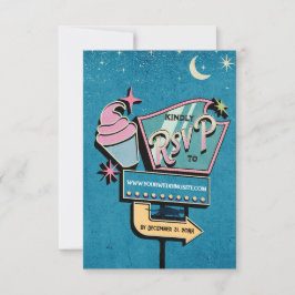RSVP Cartão de Confirmação de Casamento Retro Futurista