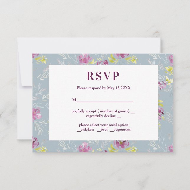 RSVP Cartão de confirmação de presença com flor de aqua (Frente)