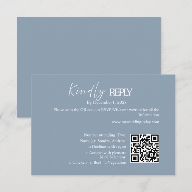 RSVP Cartão de Confirmação de Presença de Casamento com (Frente/Verso)