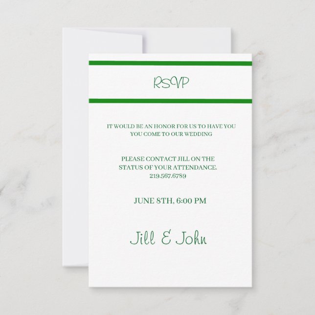 RSVP Cartão de Confirmação de Presença de Casamento em  (Frente)