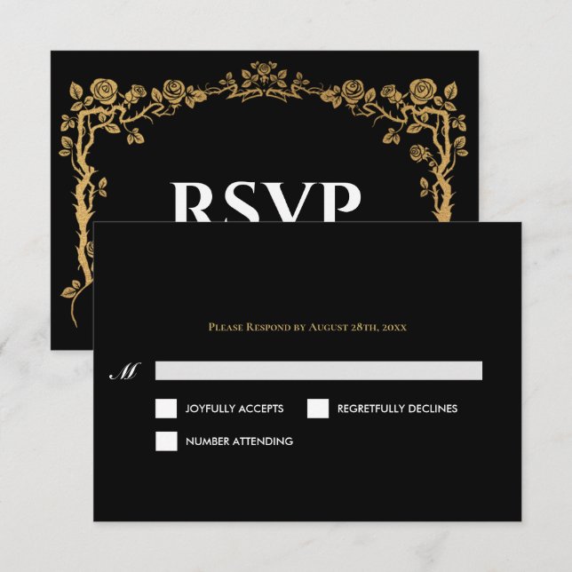 RSVP Cartão de Confirmação de Presença de Casamento Gót (Frente/Verso)
