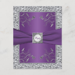 RSVP Cartão de confirmação de presença floral em prata 