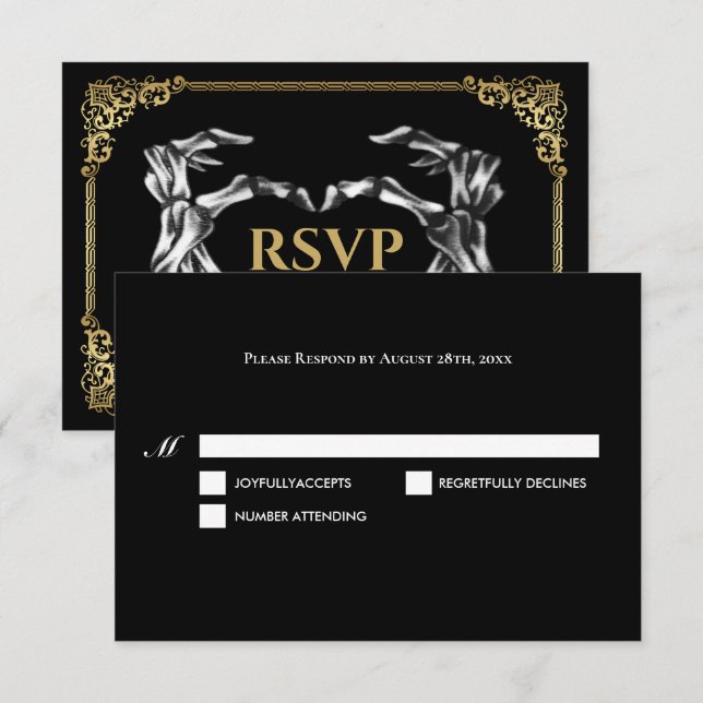 RSVP Cartão de Confirmação de Presença para Casamento D (Frente/Verso)