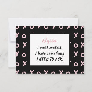 RSVP Cartão de Dama de Honra Bebê Preto Rosa X O XO XO'