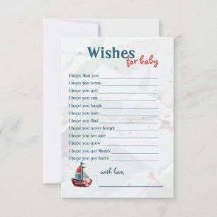RSVP Cartão de Desejo de Bebê de Barco com Aquarela