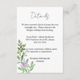 RSVP Cartão de Detalhes Casamento lilás roxo