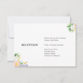 RSVP Cartão de Detalhes da Recepção - Floral Mínimo Clá