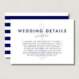 RSVP Cartão de Detalhes de Casamento Âncora Náutica Mod
