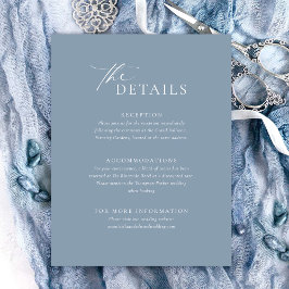 RSVP Cartão de Detalhes de Casamento Azul Empoeirado