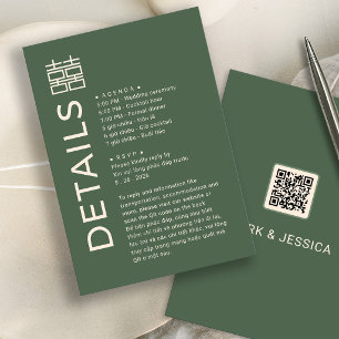 RSVP Cartão de detalhes de casamento bilíngue moderno v