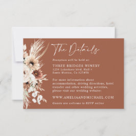 RSVP Cartão de Detalhes de Casamento Boho Pampas Terrac
