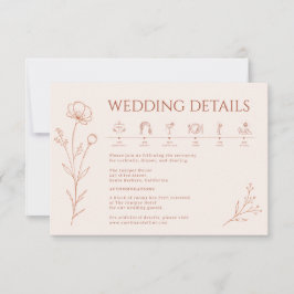 RSVP Cartão de Detalhes de Casamento Boho Terracota