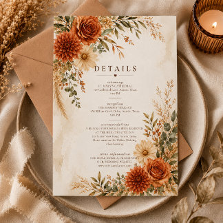 RSVP Cartão de Detalhes de Casamento Boho Wild Terracot