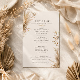 RSVP Cartão de Detalhes de Casamento Botânico Pampas Ne