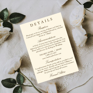 RSVP Cartão de Detalhes de Casamento Clássico Simples M