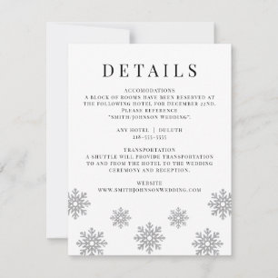 RSVP Cartão de Detalhes de Casamento com Flocos de Neve
