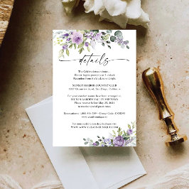 RSVP Cartão de Detalhes de Casamento com Flores Violeta