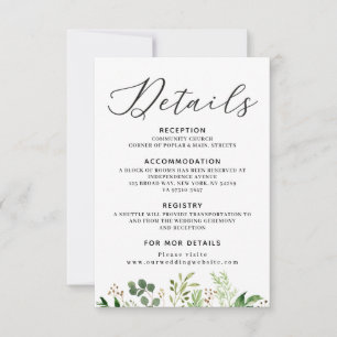 RSVP cartão de detalhes de casamento com folhagem