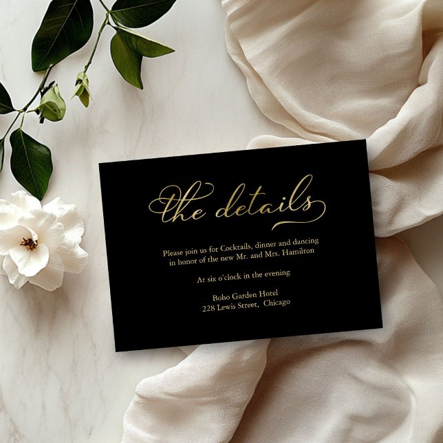 RSVP Cartão de Detalhes de Casamento com Grafia em Folh (Criador carregado)