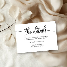 RSVP Cartão de Detalhes de Casamento de Caligrafia Simp