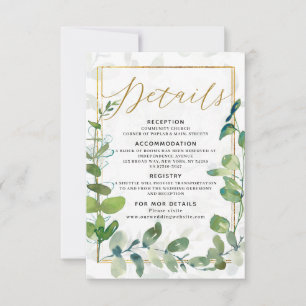 RSVP cartão de detalhes de casamento de eucalipto