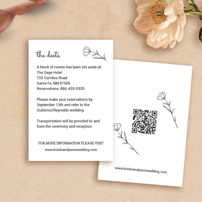 RSVP Cartão de Detalhes de Casamento de Flores Selvagem (Wildflower Wedding Details Card by Fiesta Valley Print)