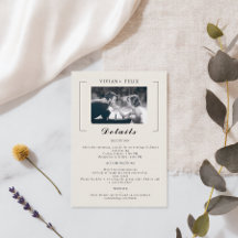 Cartão de Detalhes de Casamento de Foto do Vintage