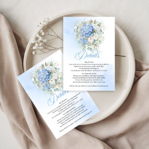 RSVP Cartão de detalhes de casamento de Hortênsia Azul