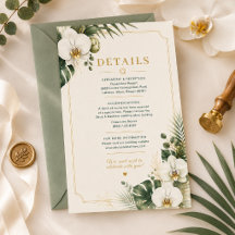 Cartão de Detalhes de Casamento de Luxo de Orquíde