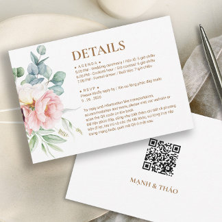 RSVP Cartão de Detalhes de Casamento de Peônia Vietnami