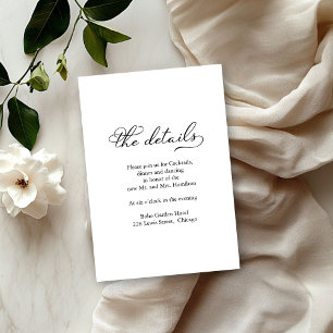 RSVP Cartão de Detalhes de Casamento de Script Preto e 
