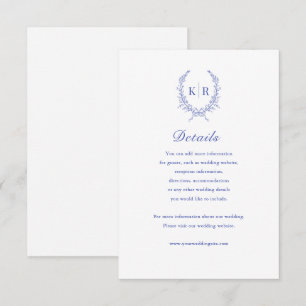RSVP Cartão de Detalhes de Casamento do Monograma de Cr