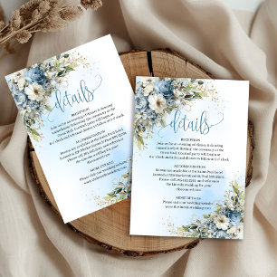 RSVP Cartão de detalhes de casamento em azul poeirento