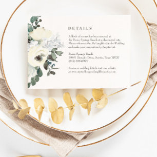 RSVP Cartão de Detalhes de Casamento Floral de Ivory Wa