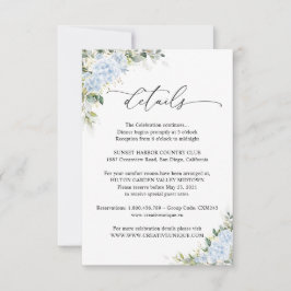 RSVP Cartão de Detalhes de Casamento Floral Hortênsia A