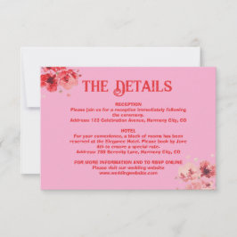 RSVP Cartão de detalhes de casamento floral rosa românt