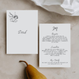 RSVP Cartão de Detalhes de Casamento Ilustrado Preto e 