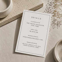 Cartão de Detalhes de Casamento Minimalista com Bo
