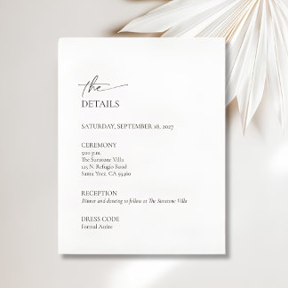 RSVP Cartão de Detalhes de Casamento Minimalista Marfim