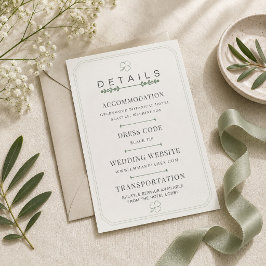 RSVP Cartão de Detalhes de Casamento Minimalista Verde 