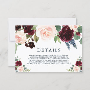 RSVP Cartão de Detalhes de Casamento Moderno Vermelho B