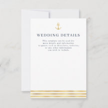 cartão de detalhes de casamento náutico moderno
