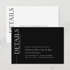 RSVP Cartão de Detalhes de Casamento Preto e Branco