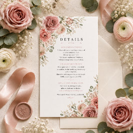 RSVP Cartão de Detalhes de Casamento Rosa Desbotada