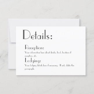 RSVP Cartão de Detalhes de Casamento Simples