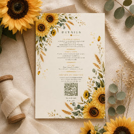 RSVP Cartão de Detalhes de Casamento Sunflower Countrys