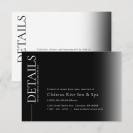 RSVP Cartão de Detalhes de Clausura Preto e Branco Grad